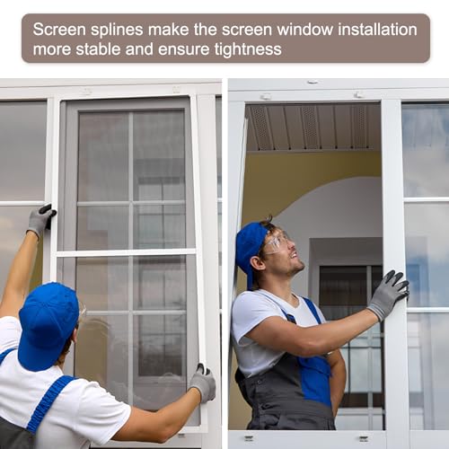 QUARKZMAN Bildschirmreparatur-Set, 0,2\x32,8ft Schwarzer TPE-Fensterschirm-Retainer-Spline mit Roller & Removal-Haken für die Türfenster-Schirm-Ersatz- und Installations