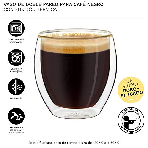 Creano Vasos espresso de doble pared, 100 ml, tazas moka, vasos térmicos con efecto flotante Set 16: 6x 100ml 6 piezas… - Imagen 4