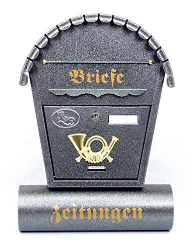 Pachurka & Dąże Großer Briefkasten XXL Zeitungsrolle Retro Design Antik Silber T2/T 0.8mm Stark Cover