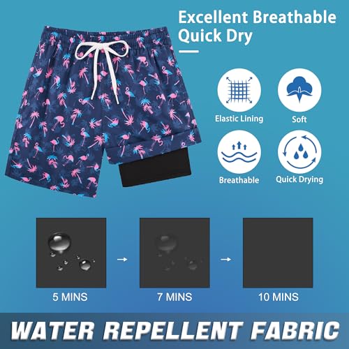 swimsobo Boys Swim Trunks for 5-16 Years Compression Liner Swimsuit Shorts Swimwear Boxer Bathing Suit - Image 5