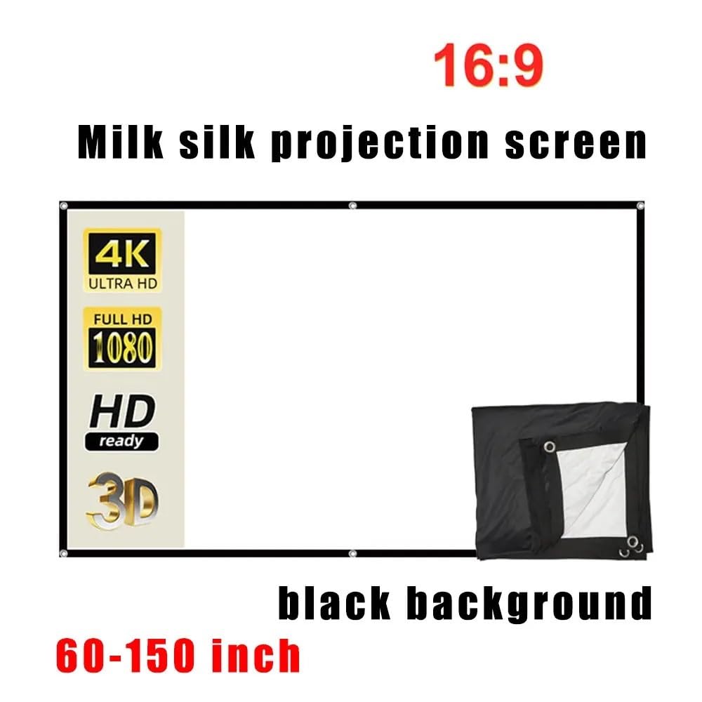 proiettore telo proiettore Schermo per proiettore in seta di latte con rapporto 16:9 spesso, ad alta definizione per esterni(120 inch)