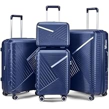 anwickjeff 4-Piece Hard Shell Luggage Sets with TSA Lock, Expandable Suitcase Set 20% More Capacity, Lightweight Suitcase Set with 360 Spinner Wheel, Sturdy & Durable 14/20/24/28 Blue