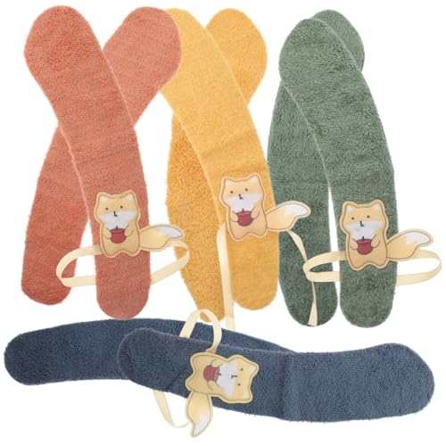 SEWACC 4 Pairs Plush Toilet Seat Mat Self-adhesive Non-slip Comfortable for Bathroom