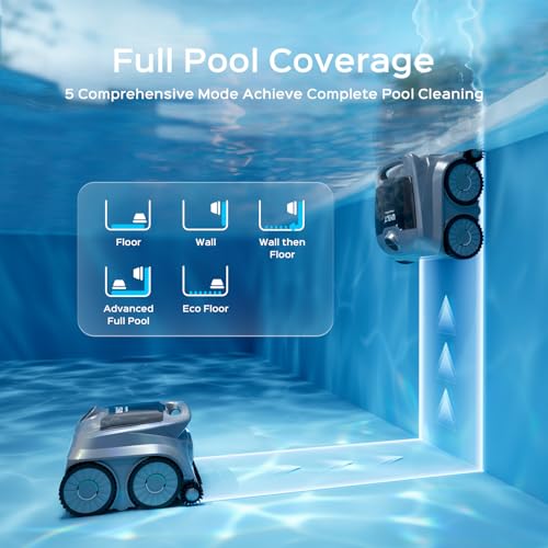 Image of WYBOT B1 Cordless Robotic Pool Vacuum, Quad-Roller Brushes for Edge Cleaning, Smart Pool Cleaner Robot for Inground & Above Ground Pools, High Obstacle Crossing, App Control, Silver Gray
