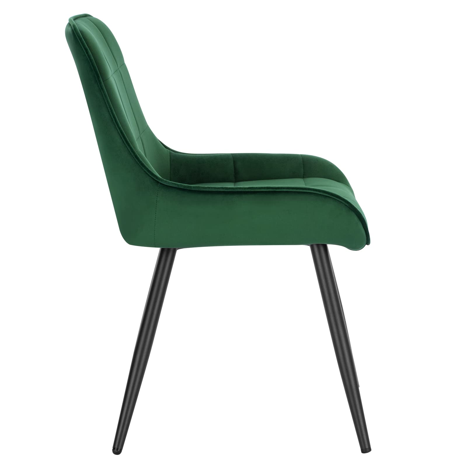 WOLTU Set di 2 Sedie da Pranzo, Sedie Ergonomiche, Poltroncine Imbottite | Schienale Curvo, in Velluto e Metallo, per Salotto, Ufficio, Camera da Letto, Verde Scuro