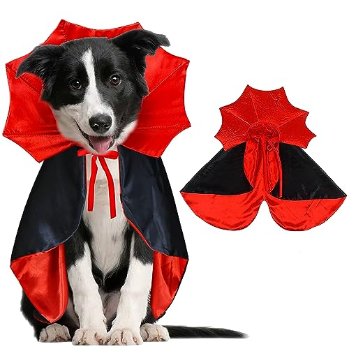 GOYOSWA Dog Halloween Costumes Dog Vampire Cloak Costume Devil Vampire Cloak Cape Halloween Costumes for Small Medium Large Dogs Pets (Small)