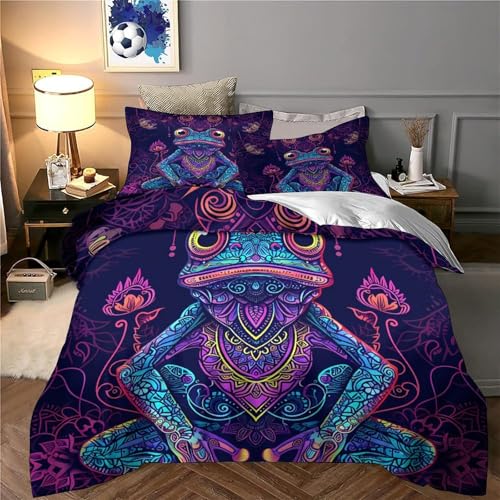 Housse de couette 220x240 Caniche fleurs lit imprimé 3D microfibre
