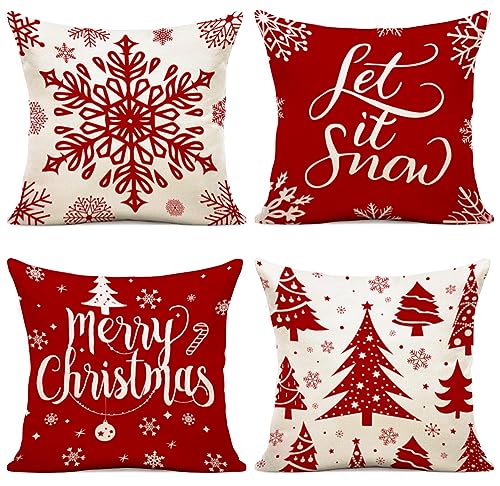 YCOLL Kissenbezug 40x40 4er Set Kissenbezug Weihnachten Kissenbezüge...