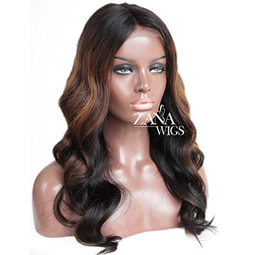 zanawigs Ombre encaje peluca delantera para las mujeres negras pelo humano cuerpo Wave Pelucas brasileño Virgen Pelo de relieve color 150% densidad