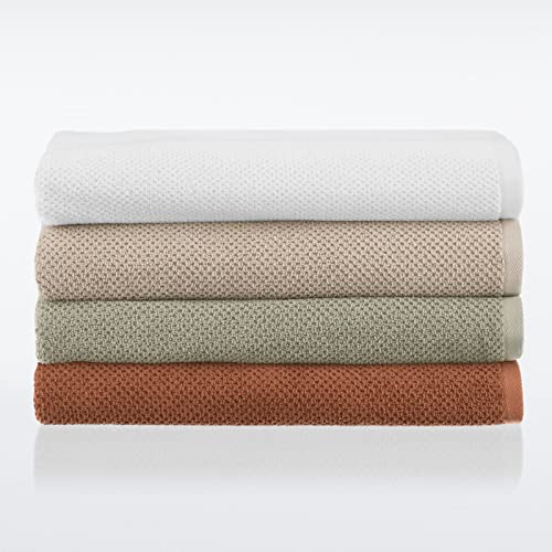 Nate Home By Nate Berkus 100% Cotton Textured Rice Weave 6-Piece Towel Set | 2 Bath Towels, Hand Towels, And Washcloths, Soft And Absorbent For Bathroom From Mdesign - Set Of 6, Snow (White) #TOP5
