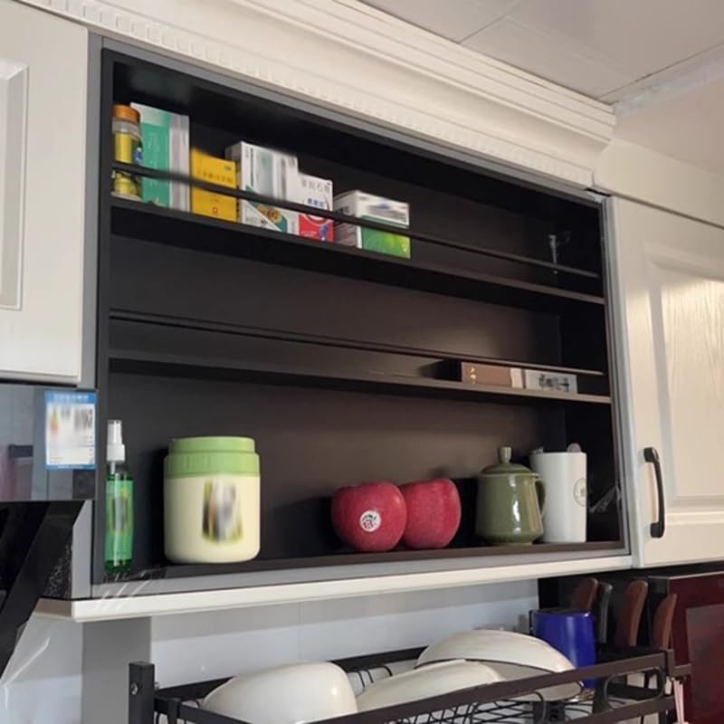 Organizer da parete per dispensa in acciaio inox, con guardrail, senza bisogno di piastrelle, perfetto per casa, hotel, sala espositiva (90 x 90 x 10 cm)