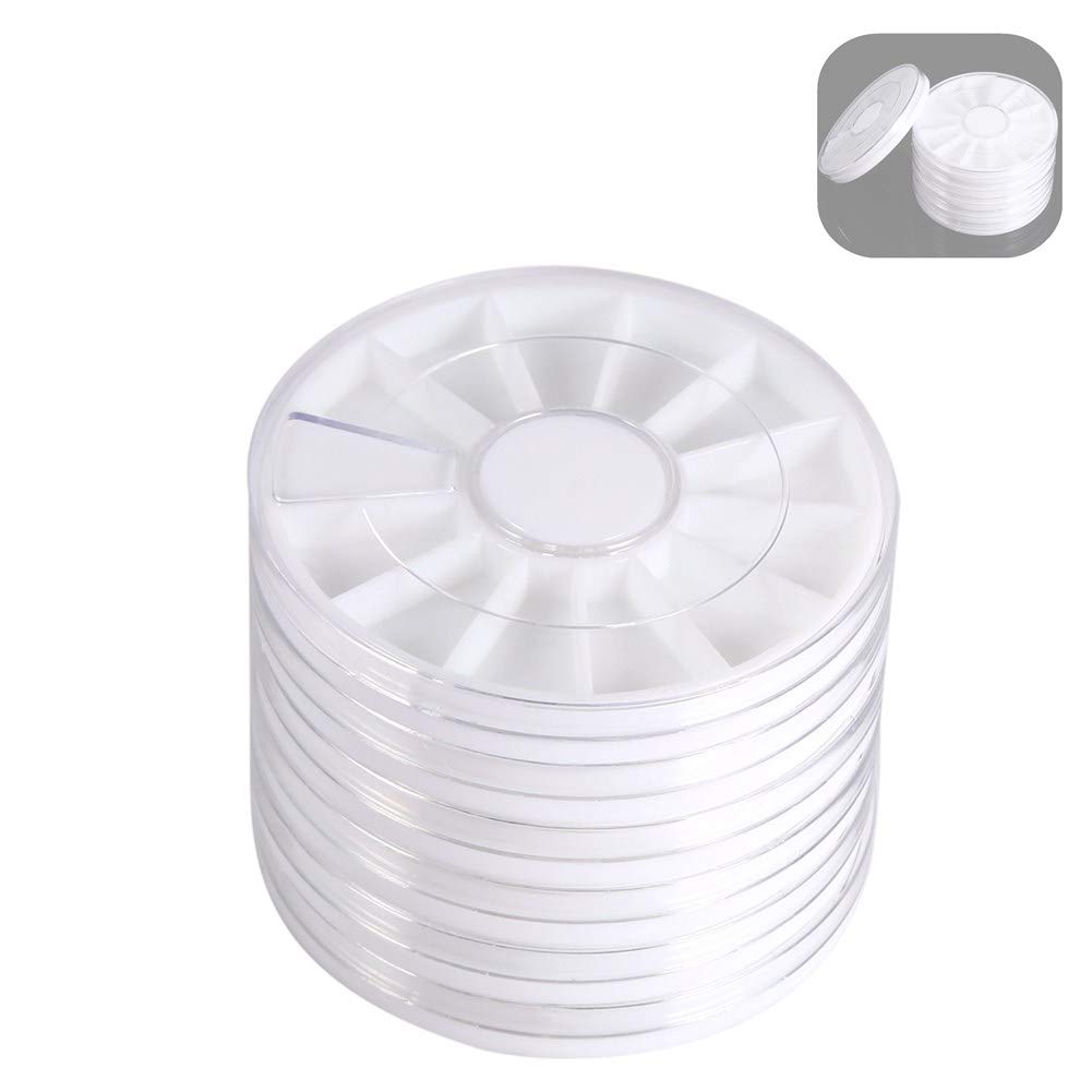 Yuyte Silver 6Pcs 12 Compartments Rhinestone Box, Nail Art Decoration Gem Rhinestone Empty Wheel Box Storage Container For Nail Salon And Household