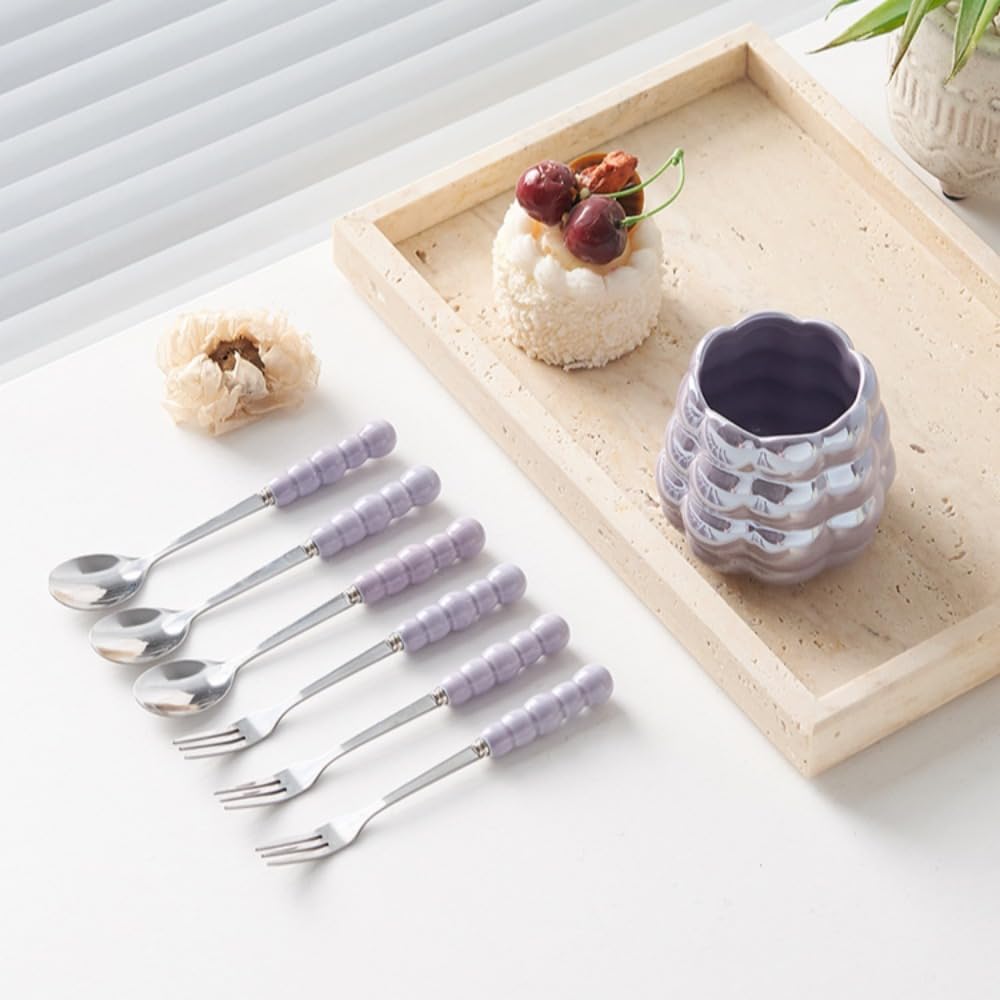 Juego de palillos de frutas de postre, 6 tenedores de acero inoxidable para vajilla, bonito diseño con tarro de almacenamiento creativo para uso doméstico