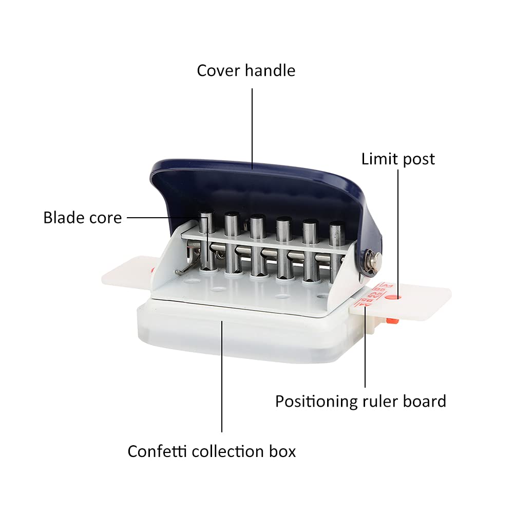 Handmatige ponsmachine met dubbel gat perforator kantoor met één hand A4 papier boekje bindende ponsmachine, 70 mm / 80 mm verstelbare gatafstand, 70 vellen capaciteit