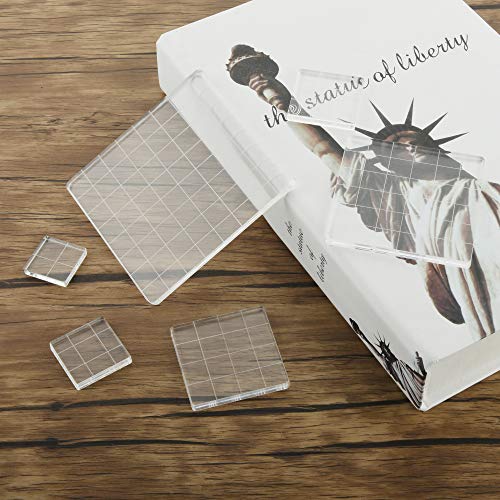 6 Pcs Acrylic Stamp Block Stamp Blocks With Grid Lines Acrylic Clear Stamping Blocks Tools For Scrapbooking Art Crafts Making #TOP2