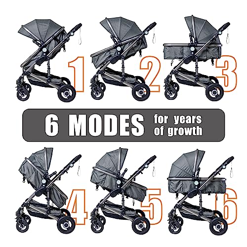 Coolshare Baby Stroller For Toddler, Foldable Aluminum Alloy Pushchair With Adjustable Backrest, 2 In 1 High Landscape Convertible Reversible Bassinet Pram For Infant & Toddler,3D Suspension（0-18M） #TOP7