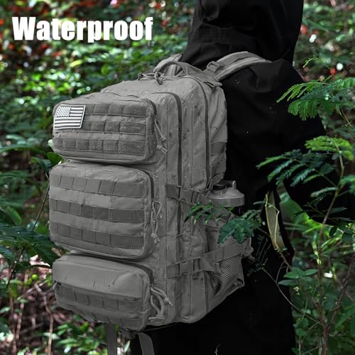 Image of Military Tactical Backpack 50L Large Day Backpack for Men Molle Army 3 Days Assault Pack Bug Out Bag Water Resistant and Heavy Duty Hiking Treeking Rucksack - Grey