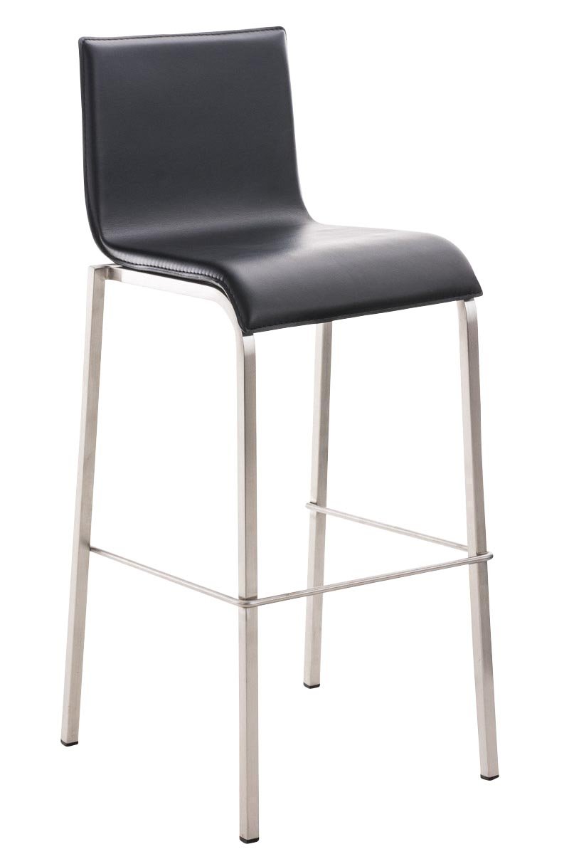 CLP Sgabello Bar Impilabile Avola In Acciaio E Similpelle I Sedia Alta Da Cucina Con Schienale Altezza Seduta 78 CM | Colore nero