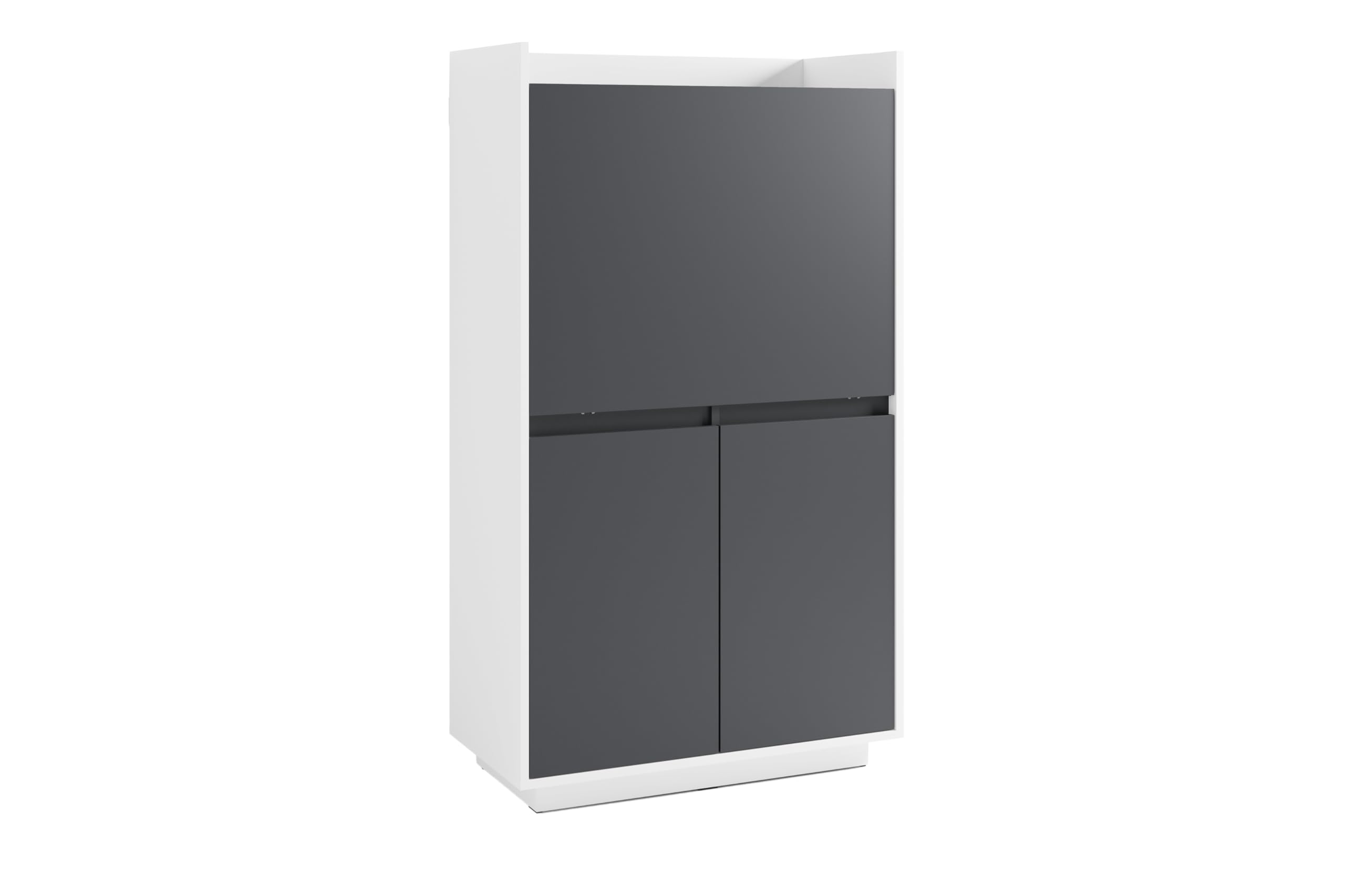 byLIVING Sekretär Hannes, Grifflos, Sekretär Mattweiß - anthrazit | Office-Schrank mit 1 Klappe und 2 Türen, B 80, H 141, T 40 cm