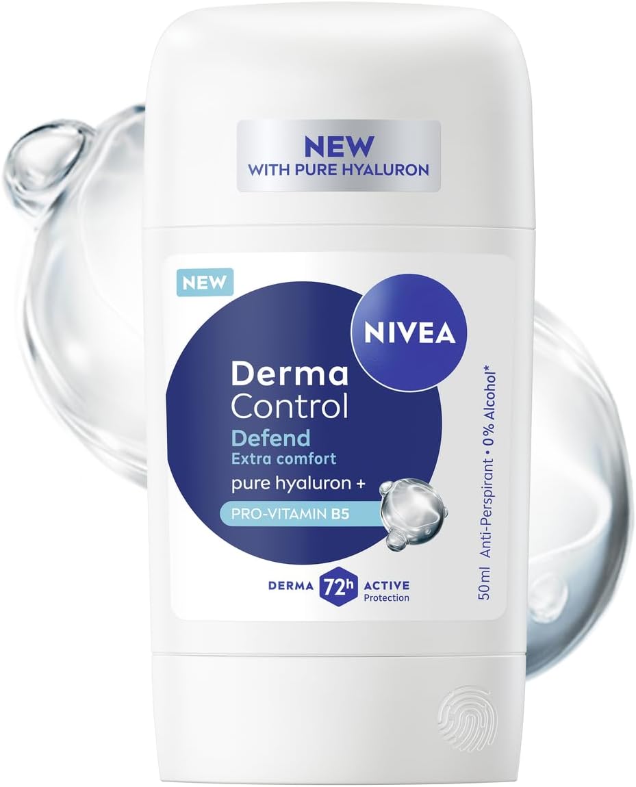 NIVEA Derma Control Defend Antyperspirant dla kobiet sztyft - 72h ochrony z kwasem hialuronowym i prowitaminą B5, 50 ml