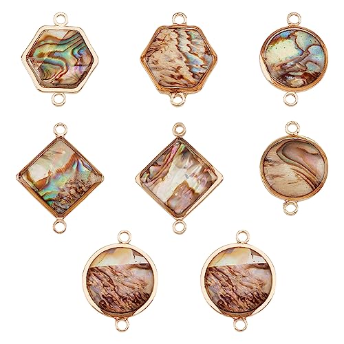 BENECREAT 8Pcs 4 Styles Abalone Shell Connector Charms