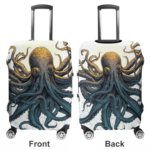 Sun Ocean Octopus Luggage Cover, Washable Elastic Suitcase Cover Protector Fit 18-32 Inch Luggage3