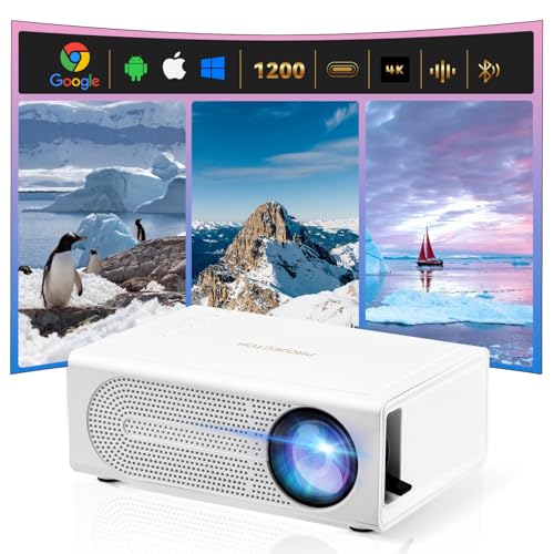 Mini proyector, mini proyector Bluetooth Full HD 1080P, proyector portátil al aire libre para cine en casa para iOS, Android, Windows, compatible con TV Stick/HDMI/Smartphone/Consola de juegos/USB