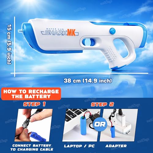 Image of Zest 4 Toyz Electric Water Gun Toy for Kids | USB Rechargeable Water Gun | Electric High-Pressure Automatic | Long-Range Shooting | Summer Beach Toy for Boys & Girls - Multi