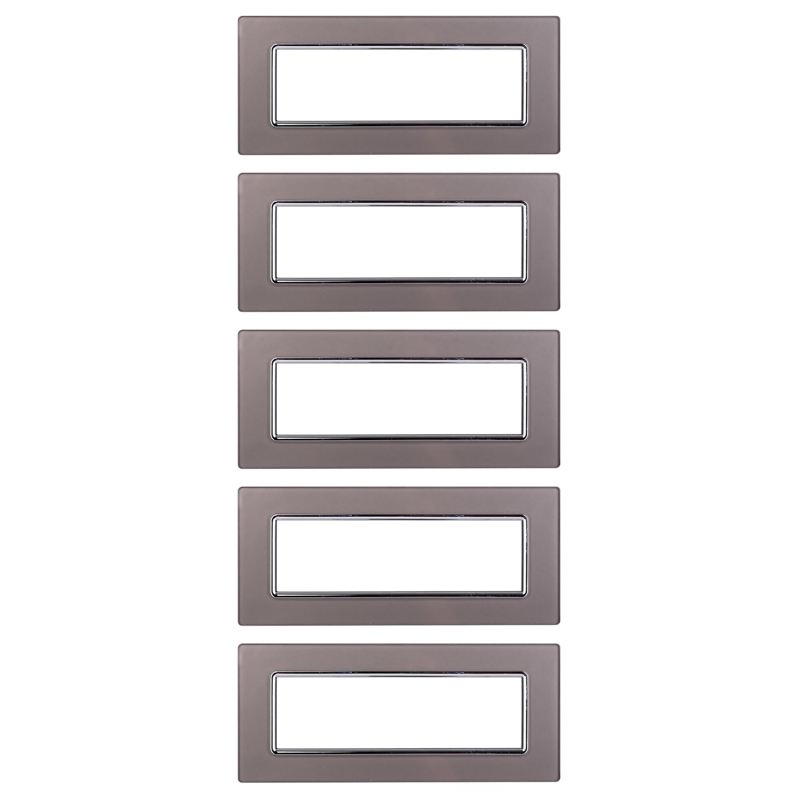 5 Placche in vetro, 7 moduli/posti, Compatibile Con BTicino Living, colore argento silver, Placca in vetro di alta qualità, 100% compatibile con supporti e moduli originali