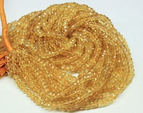 Citrine jaune de qualité supérieure en perles rondelles pour bijoux fins d'exception