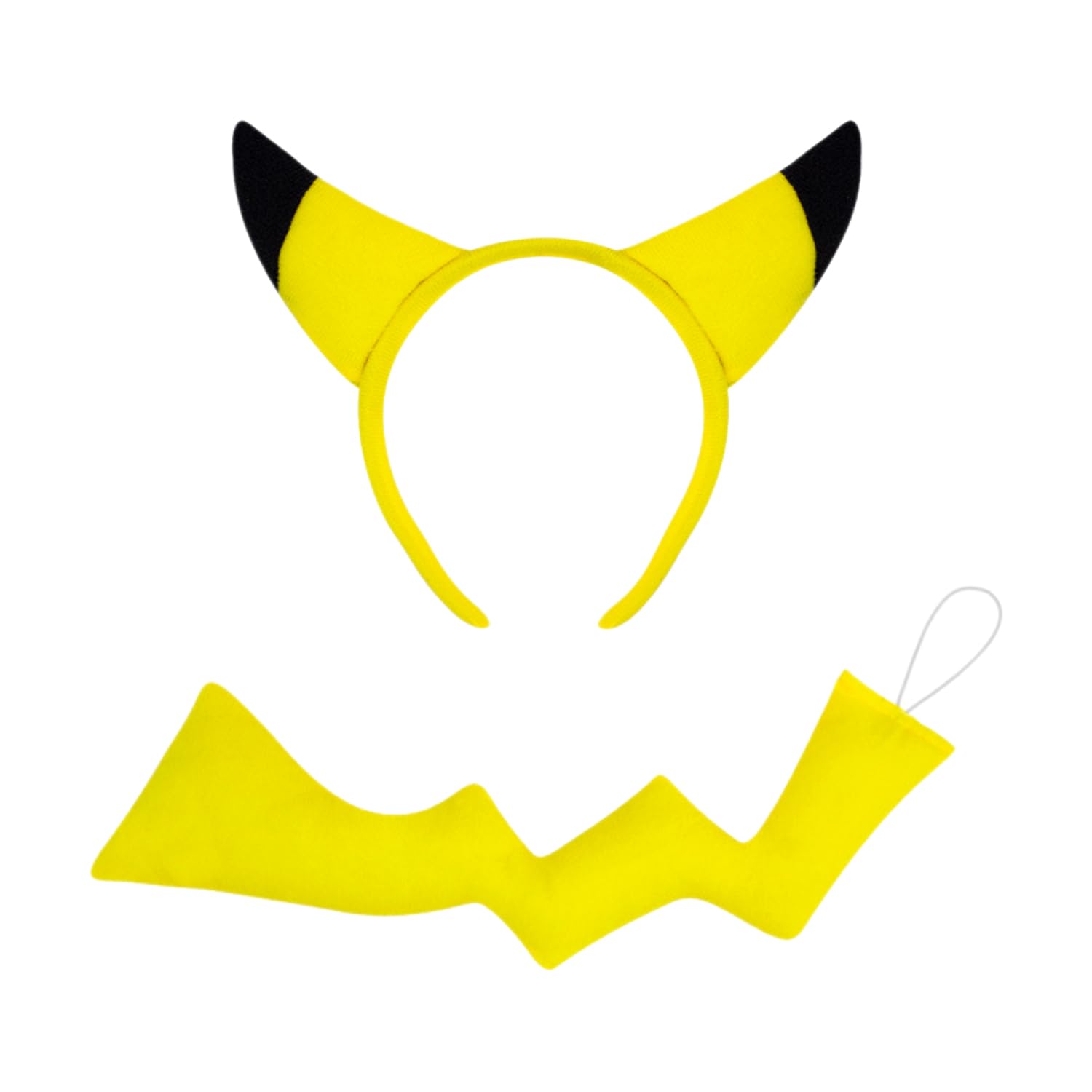 MEISH 2pcs Yellow Cartoon Ears Headband and Tail Animal Ears Headwear Cute Anime Headbands Halloween Costume Headband for Cosplay Party Supplies
