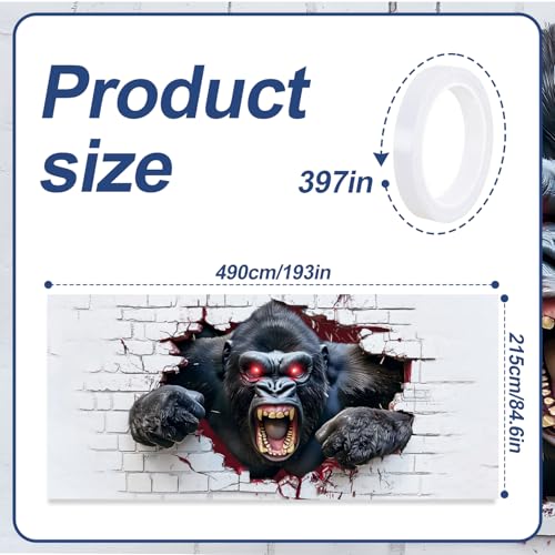 Image of 16x7ft Breaking Wall Gorilla Garage Door Banner- Smashing Brick Wall Backdrop, Large Hanging 2 cars Garage Decorations - for Halloween & Birthday Party Funny Novelty Background Sign, Man Cave Decor