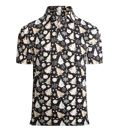 Alex Vando Mens Hawaiian Golf Shirt Moisture Wicking Digital Print Golf Shirts for Men