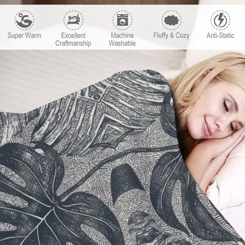Couverture super douce flanelle Monstera cadeau cocooning plaid canapé - 4