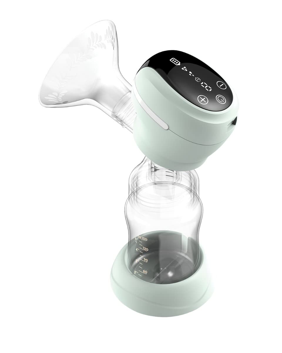KikkaBoo Extractor de Leche Eléctrico LEIA PLUS, Sacaleches con 3 Modos, 9 Niveles de Succión, Función de Memoria, Cero Reflujo, Pantalla Táctil, Portable, Compacta, Menta