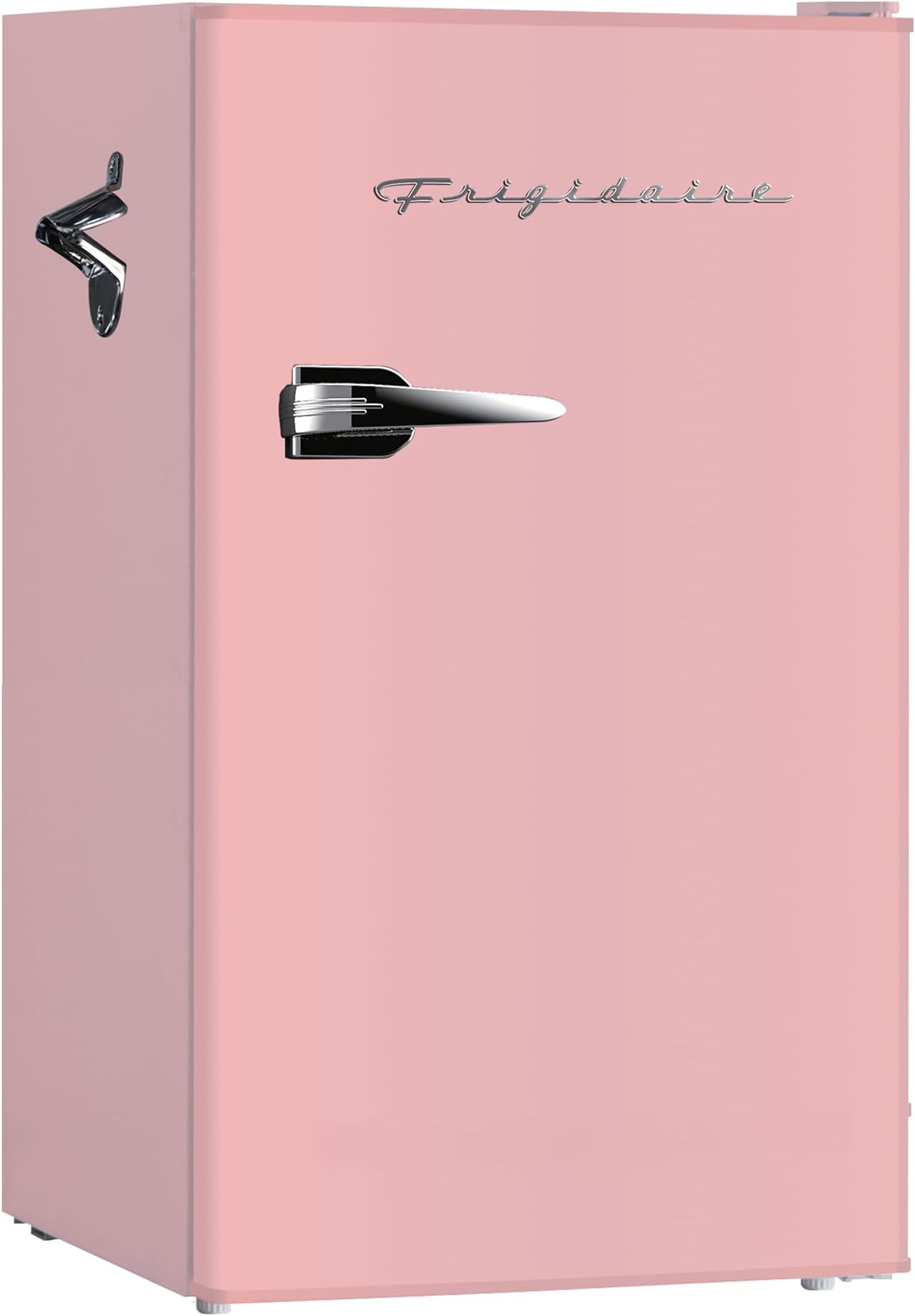 EFR376 Retro Bar Fridge Refrigerator with Side Bottle Opener, 3.2 cu. Ft, Pink/Coral