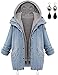 Sitengle Damen Jeansjacke Denim Winterjacke Blazer Langarmshirt 2 in 1 Kurzjacke Freizeit Blusen Oberteil Strickjacke Jäckchen Tops Mäntel Outwear Mit Zipper Blau XL/EU36-38
