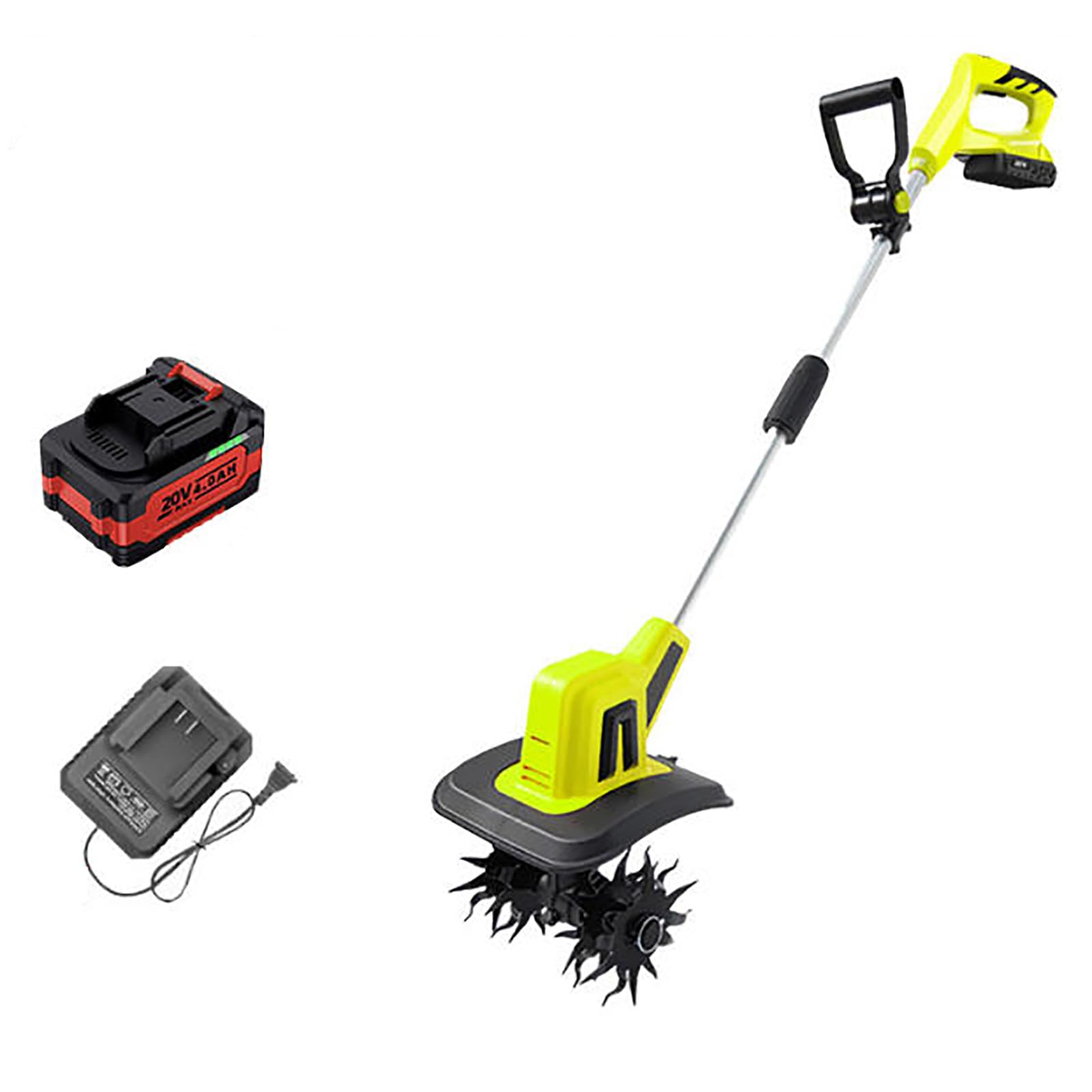 Elektryczna maszynka akumulatorowa z 4 ostrzami stalowymi, akumulator litowy 4000 mAh, szerokość robocza 25 cm, głębokość orki 22 cm, do ogrodu i pól