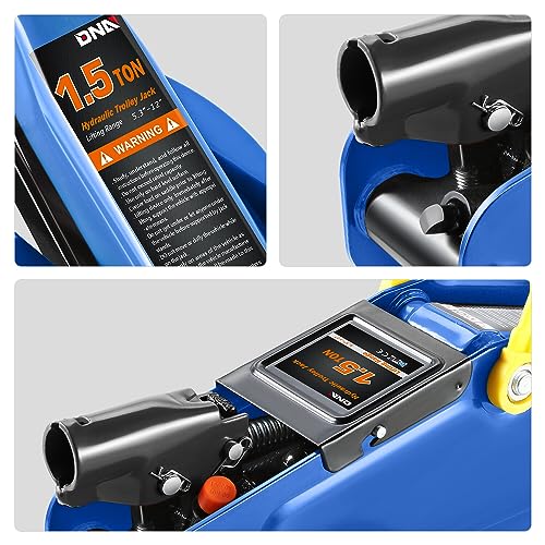 Image of DNA Motoring 1.5 Ton Car Floor Jack Low Profile Hydraulic Trolley Service /Floor Jack, 1.5T / 3000 lbs Capacity, Lifting Range 5.3 Inch -12 Inch, with Storage Case, Blue, TOOLS-00327