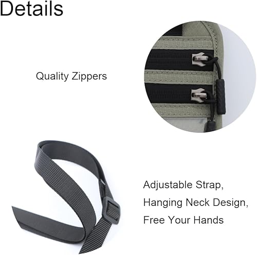 Miniatura 7 de Cartera de cuello con bloqueo RFID para pasaporte para mujeres, hombres y familia, cartera impermeable para pasaporte con cremallera, bolsa de viaje