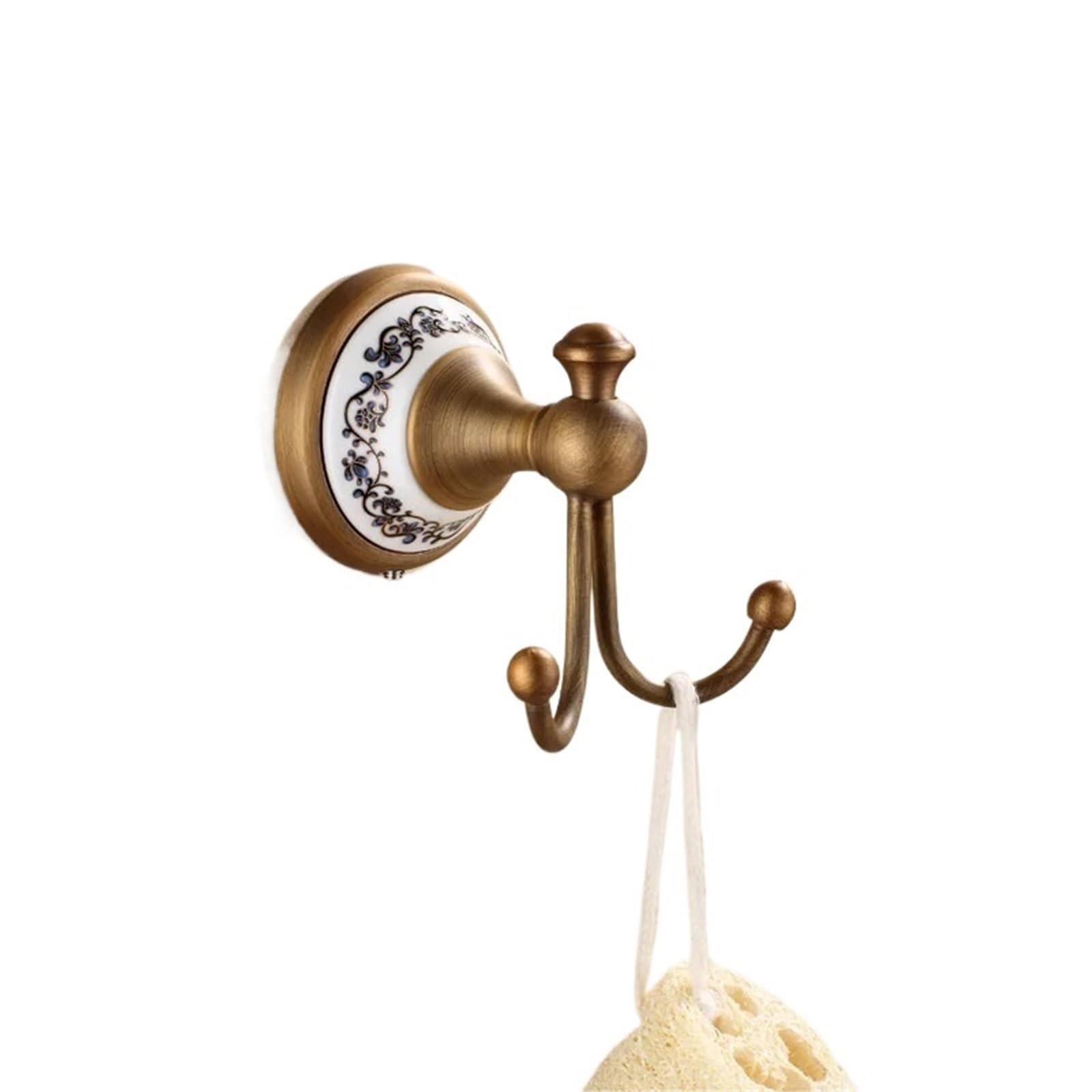 Mohuied One Color Brass Robe Hooks Antique Brass Clothes Hooks Wall Mounted With Porcelain Towel Rack Hook Bathroom Accessories Robe For Hanging Coat Robe Keys Clothes Bags