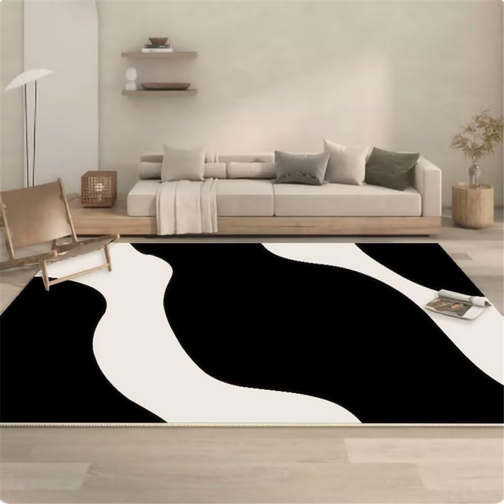 Tapis durable à rayures de style minimaliste pour salon et chambre
