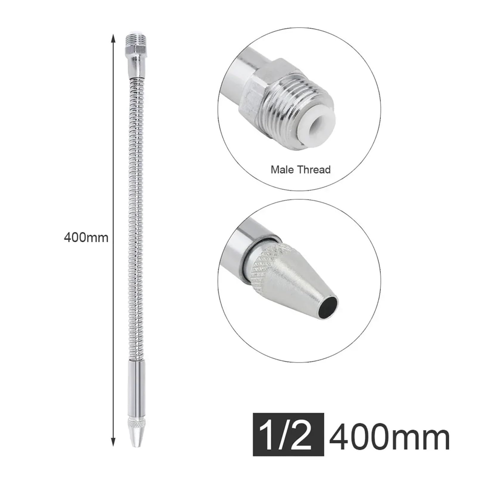 Manguera de metal flexible para máquinas CNC, tubo de refrigeración de agua y aceite de 400-700 mm con boquilla redonda