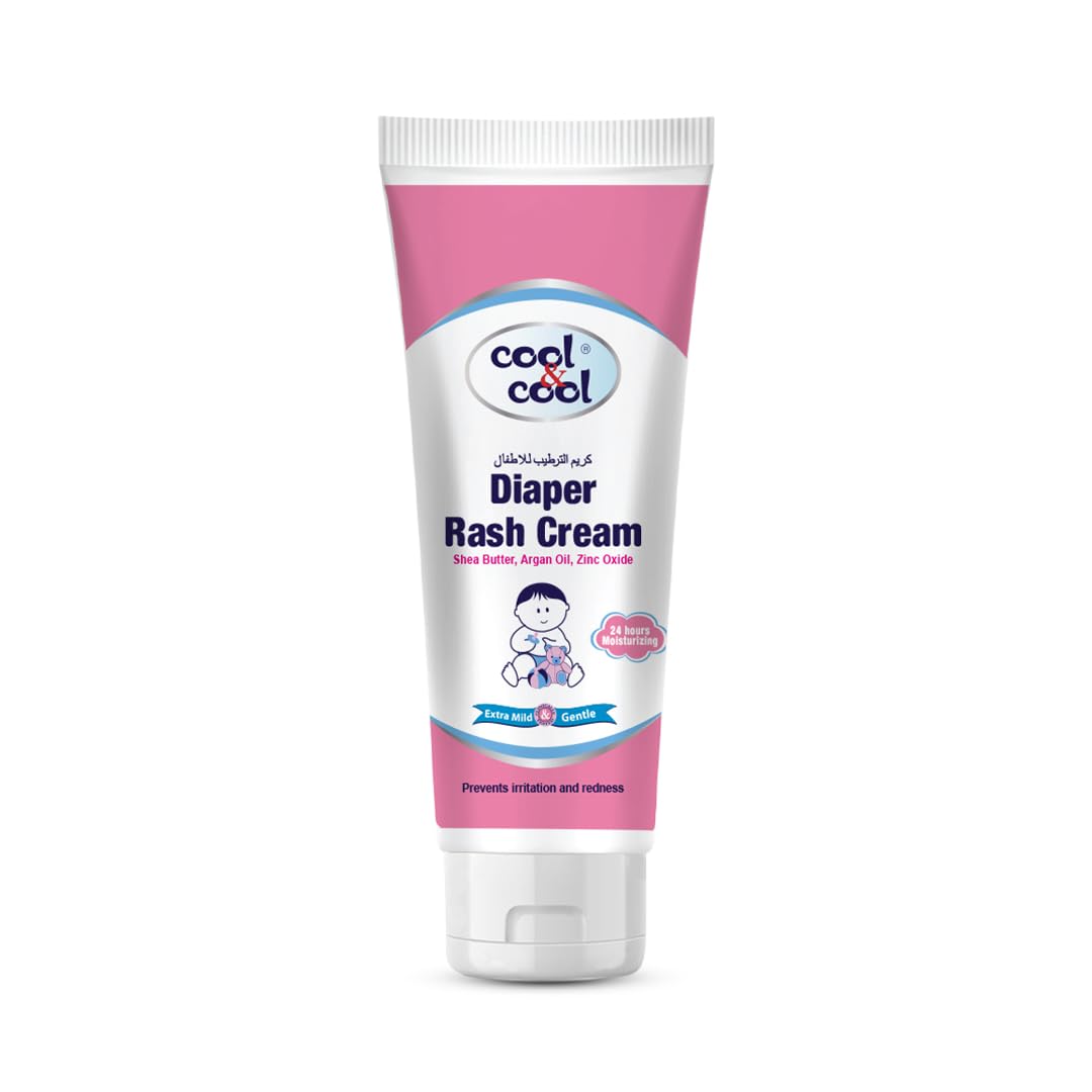 Cool & Cool Diaper Rash Cream 150ML - With Shea Butter, Argan Oil & Zinc Oxide - 24hr Moisturizing, Prevents Redness & Irritation