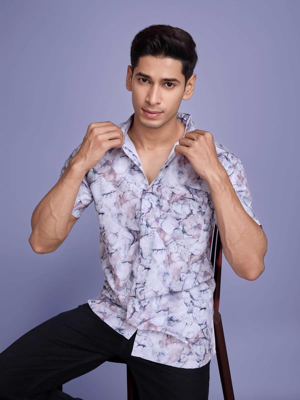 Image of Pinkmint Stylish Shirt for Men ll Printed Half Sleeve Shirt's ll Regular Fit Chest Pocket Shirt