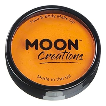 Pro Face & Body Paint Cake Pots by Moon Creations - Sunshine Orange - Professional Water Based Face Paint Makeup for Adults, Kids