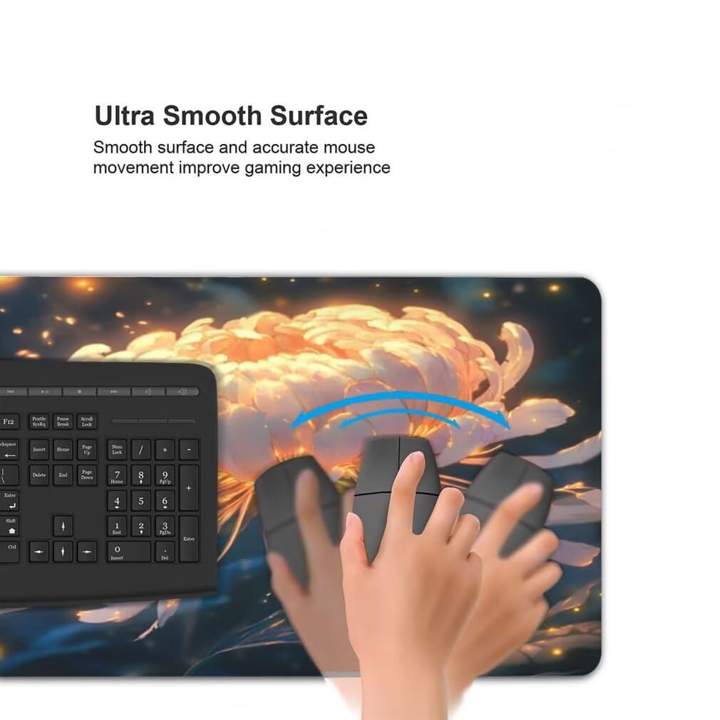 Tappetino Mouse XXL 1000x500mm Crisantemo Grande Mouse Pad, Tappetino Scrivania Grande Mousepad Gaming con Bordi Cuciti, Tappeto Scrivania con Base Antiscivolo per Ufficio e Casa (Onirico) -MP1556