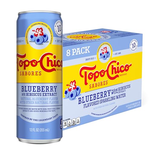Image of Topo Chico Sabores Blueberry and Hibiscus Sparkling Water, 12 fl oz, 8 Pack