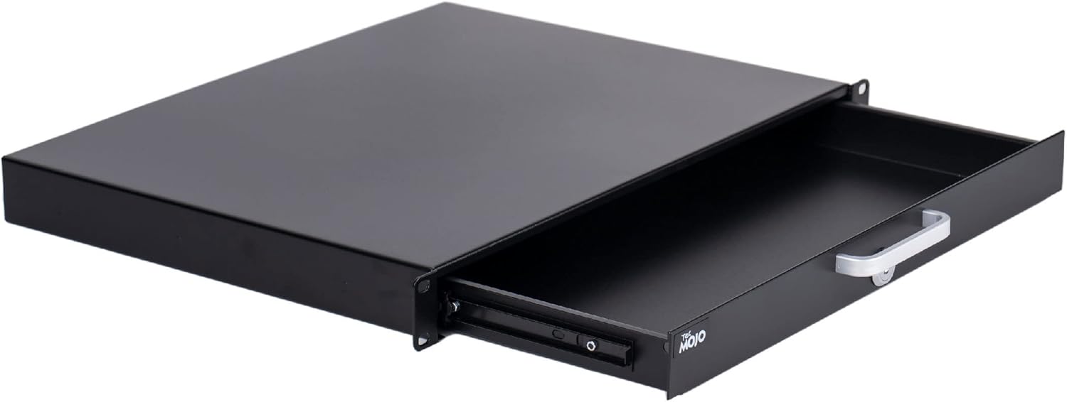 1U Rack Drawer,Rack Mount Drawer for 19in Network Equipment/Server/AV Rack or Cabinet Enclosure,Sliding and Lockable Server Rack Drawer - Load-Bearing 22lb (10kg),with Cable Management Holes