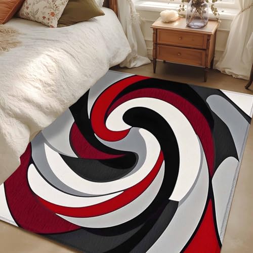Tapete rectangular rojo y negro 2.7x5ft no resbaladizo miniatura 5